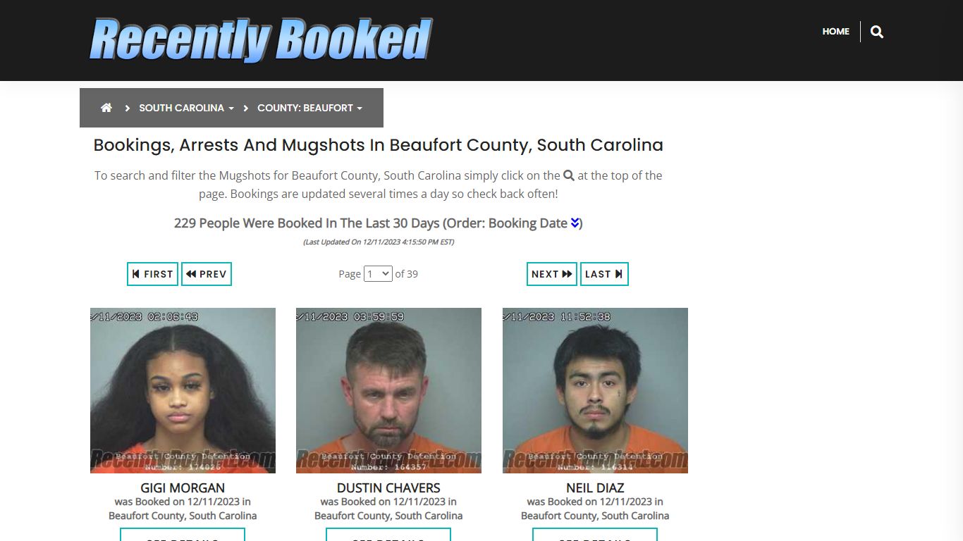 Bookings, Arrests and Mugshots in Beaufort County, South Carolina